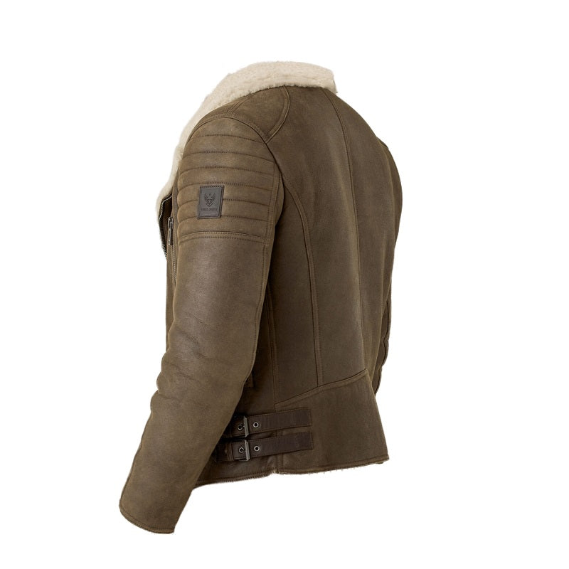 Chaqueta B3 de borrego vintage marrón para hombre | Escudo de herencia resistente | Prenda de cuero de plena flor