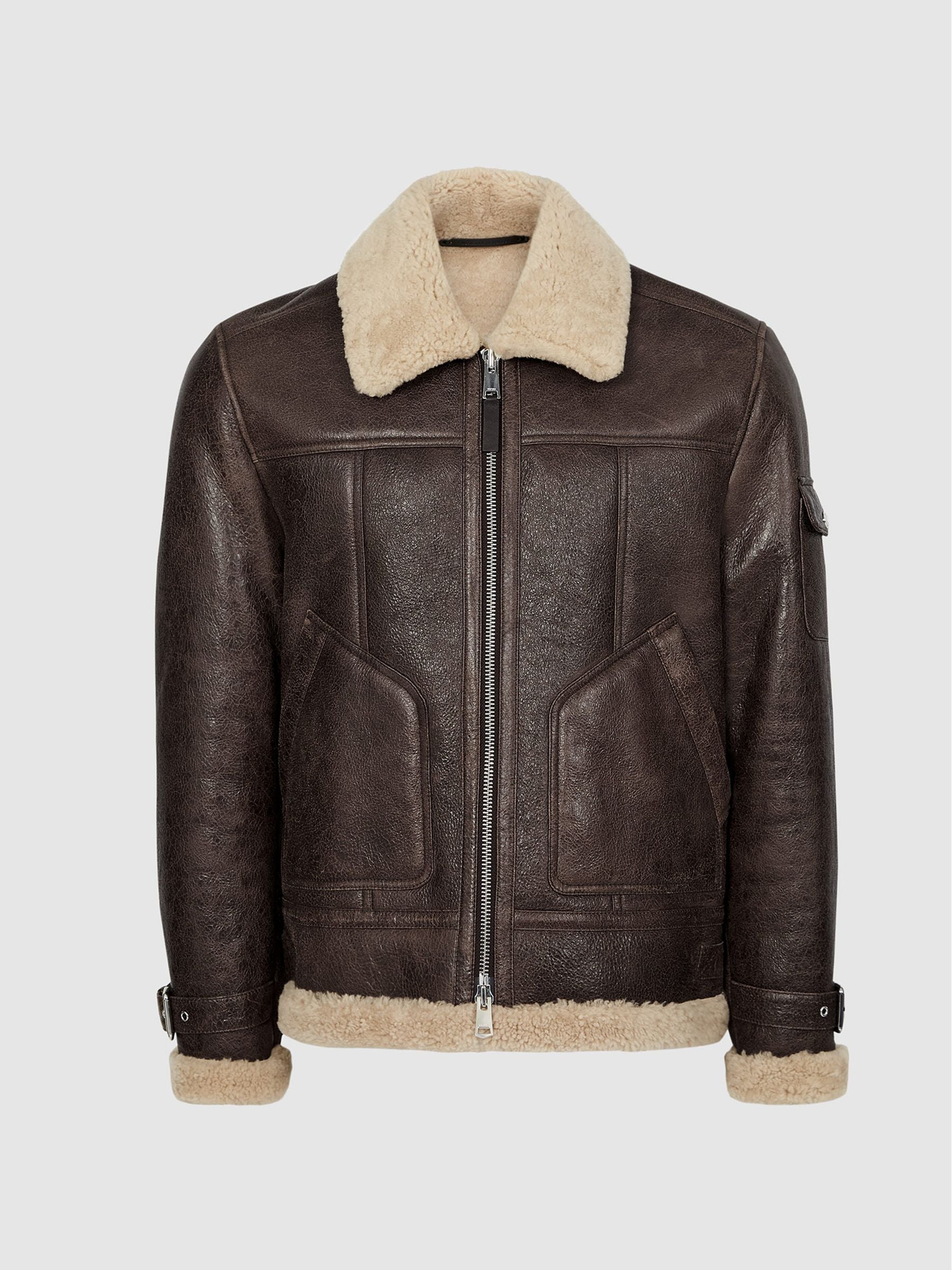 Men’s Brown Aviator Leather Jacket - Heritage Shearling Edition | Full Grain Apparel