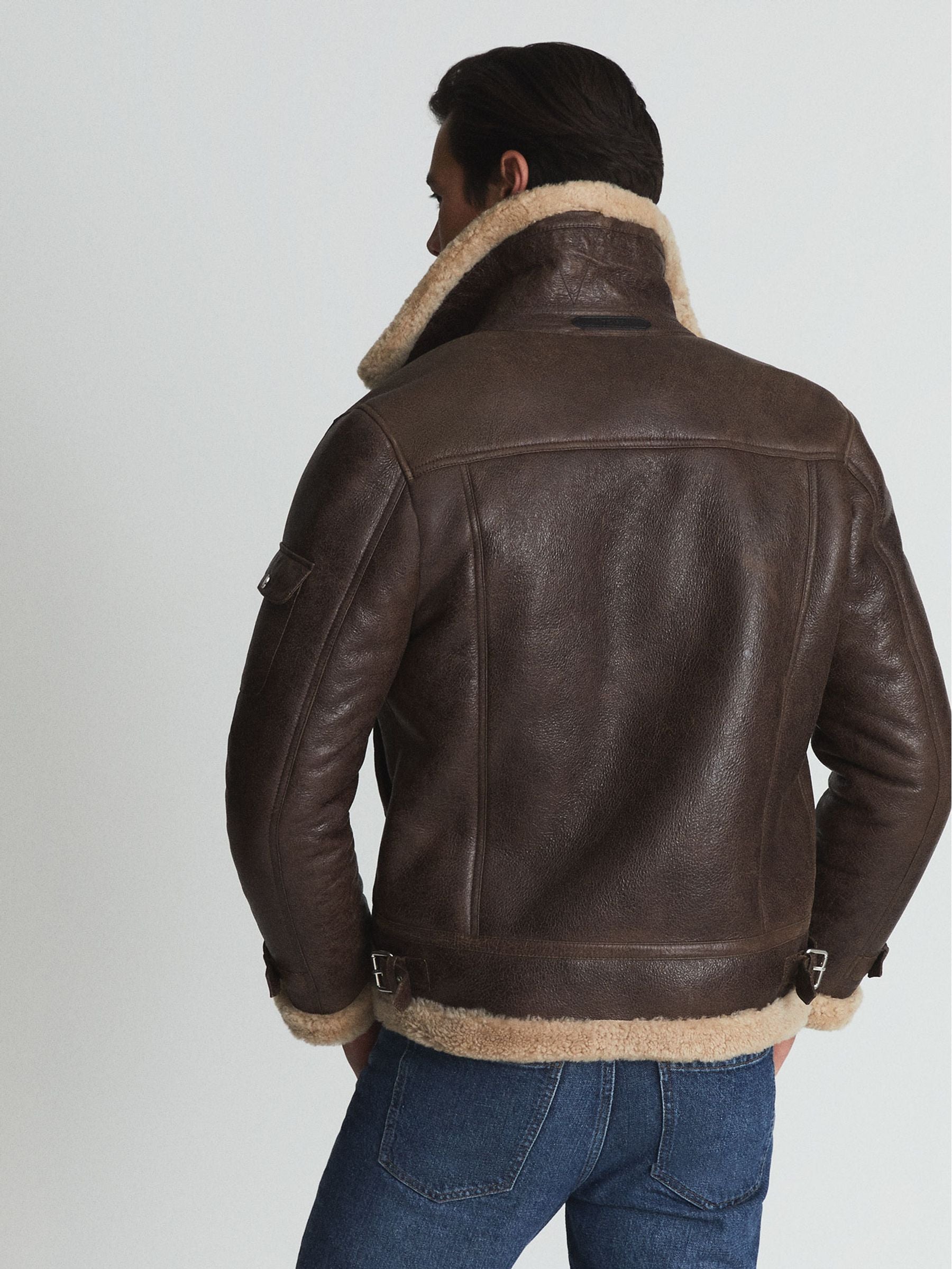 Chaqueta Aviador Marrón de Cuero para Hombre - Edición Heritage Shearling | Prendas de Piel Plena Flor