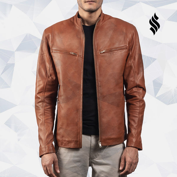 Men’s Ionic Style Brown Biker Leather Jacket | Rugged Heritage | Full Grain Apparel