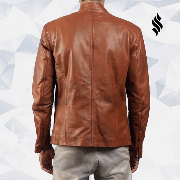 Men’s Ionic Style Brown Biker Leather Jacket | Rugged Heritage | Full Grain Apparel