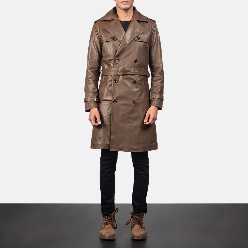 Men’s Classic Brown Sheepskin Leather Duster Coat | Full Grain Apparel