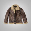 Men’s "Canyon-Ridge" B3 | Classic Brown Sheepskin | Authentic Double-Face Sherpa-Lined Bomber | Full Grain Apparel