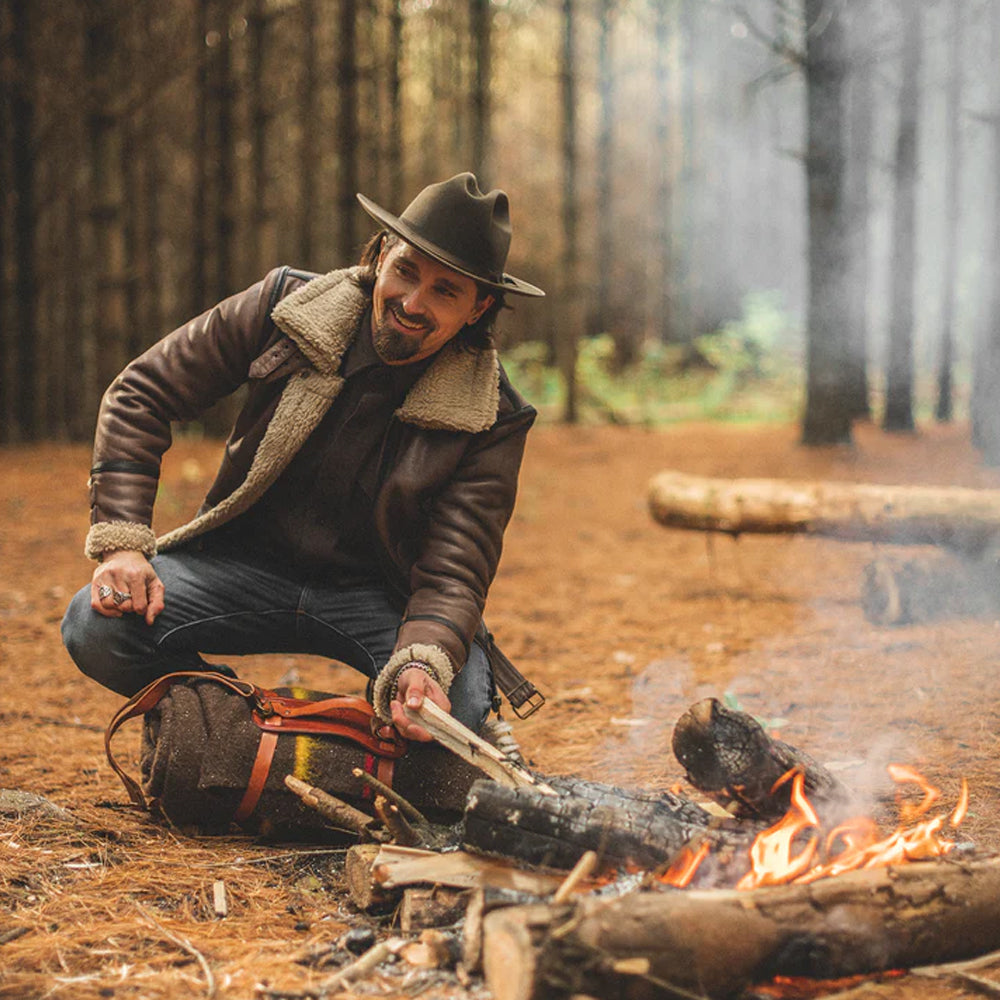 Men’s "Canyon-Ridge" B3 | Classic Brown Sheepskin | Authentic Double-Face Sherpa-Lined Bomber | Full Grain Apparel