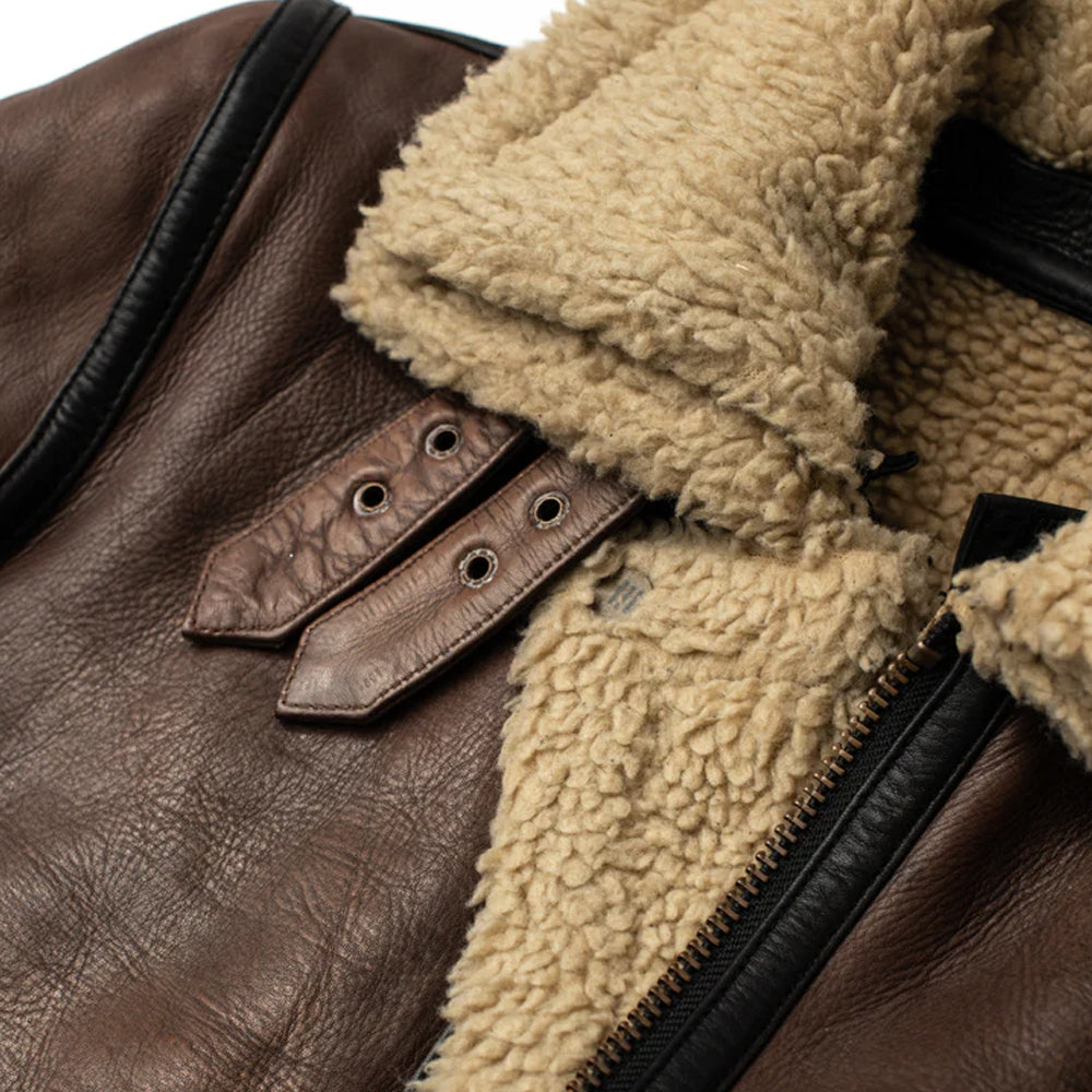 Men’s "Canyon-Ridge" B3 | Classic Brown Sheepskin | Authentic Double-Face Sherpa-Lined Bomber | Full Grain Apparel