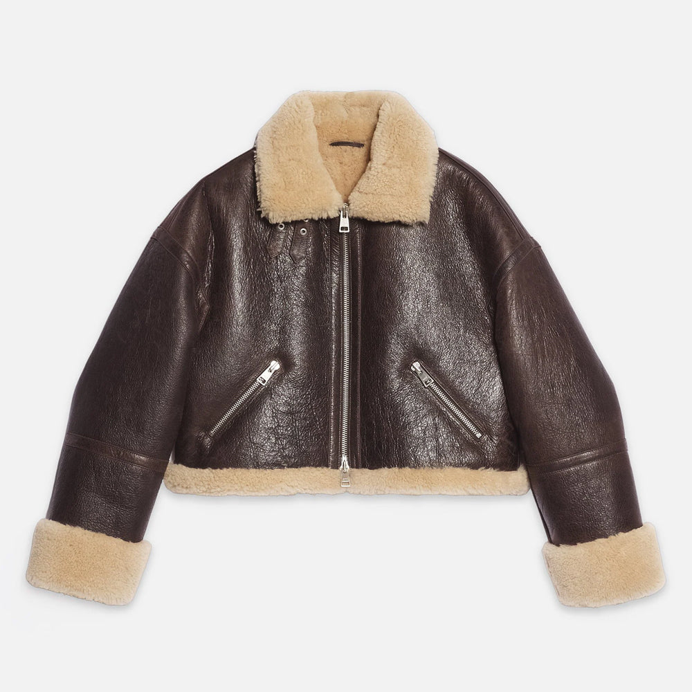 Women’s "Sky-Mistress" B3 Aviator | Classic Brown Sheepskin | Authentic Shearling-Lined Bomber Jacket | Full Grain Apparel