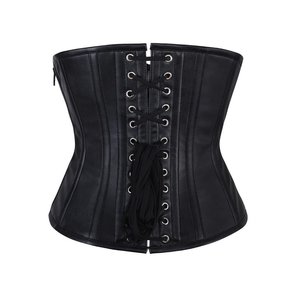 Black Gothic Leather Underbust Corset | Full Grain Apparel