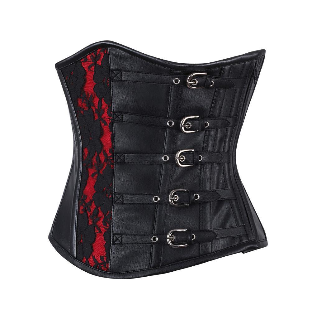 Black Gothic Leather Underbust Corset | Full Grain Apparel