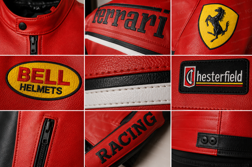 Ferrari Inspired Red Motorcycle Racing Jacket - side view