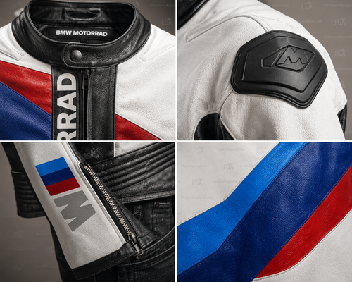 BMW Motorrad Leather Jacket White Racing Biker | Full Grain Apparel