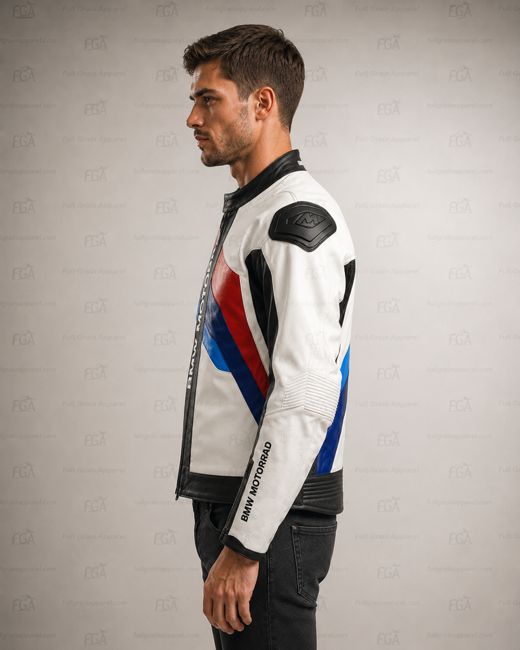 BMW Motorrad Leather Jacket White Racing Biker | Full Grain Apparel