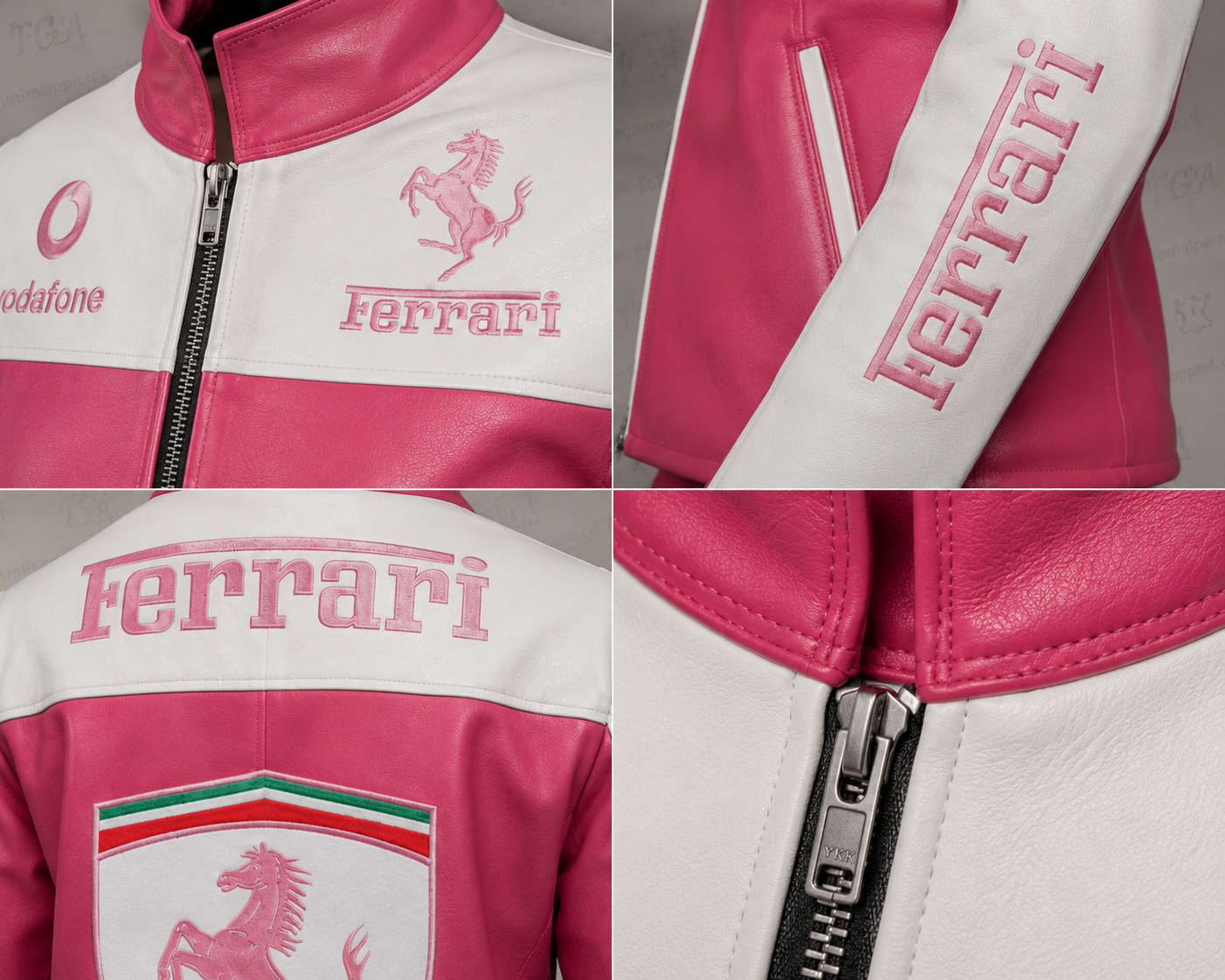 Women’s Ferrari Pink Racing Leather Jacket | Full Grain Apparel