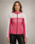Women’s Ferrari Pink Racing Leather Jacket | Full Grain Apparel