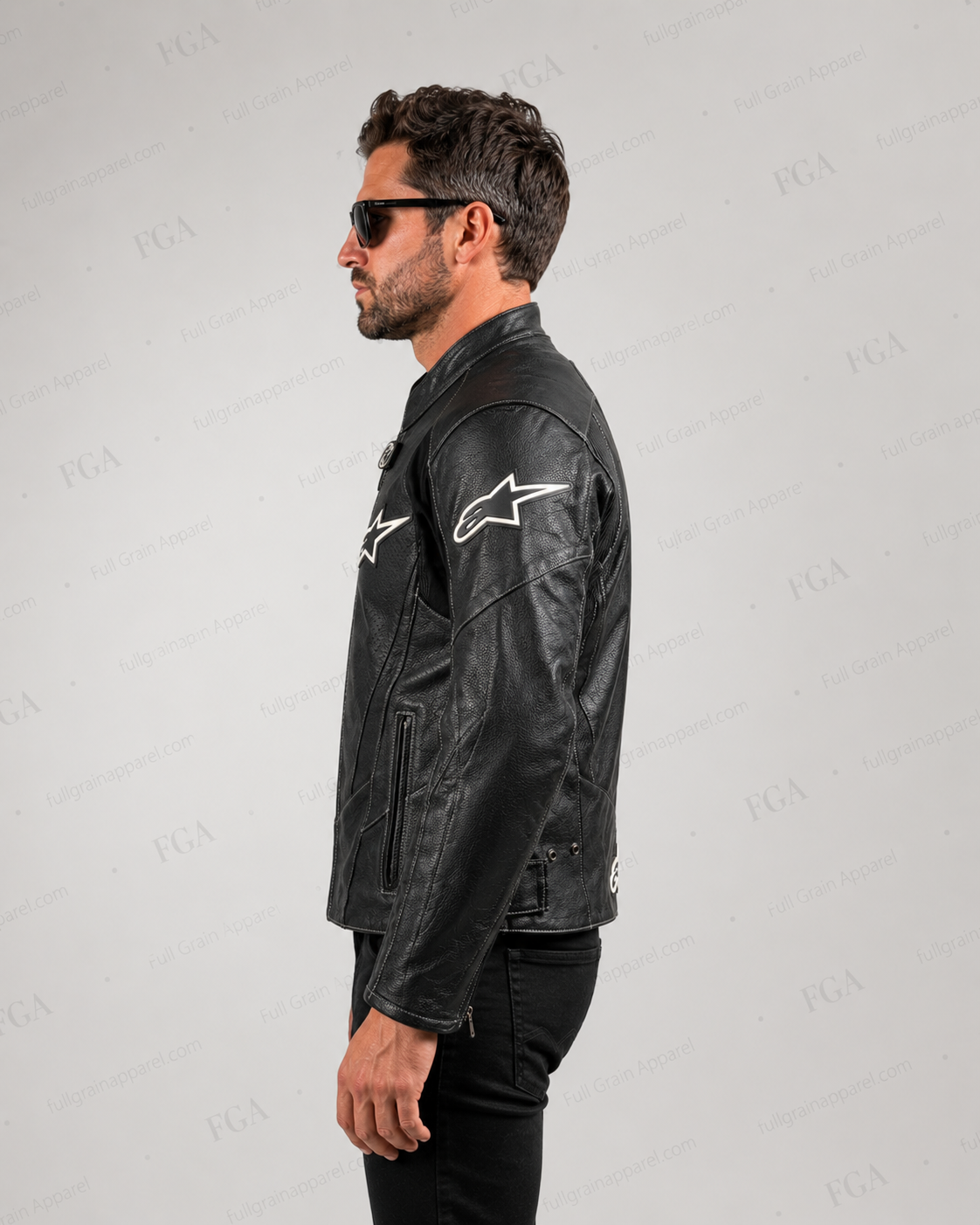 Alpinestars Black Leather Riding Jacket for Men | Full Grain Apparel