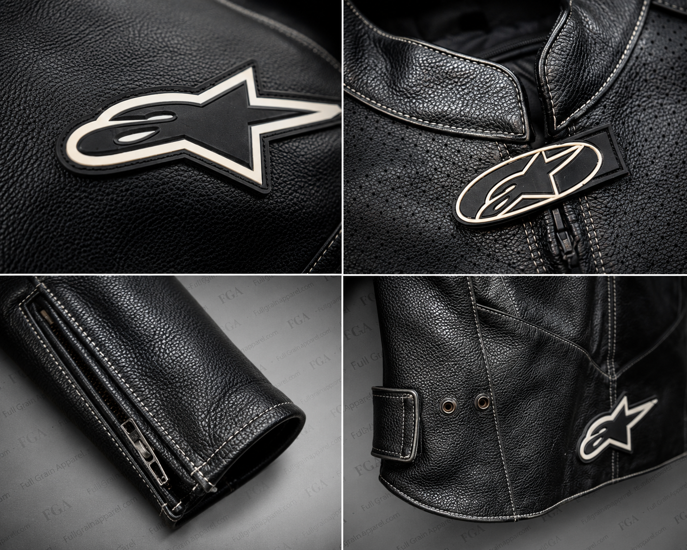 Alpinestars Black Leather Riding Jacket for Men | Full Grain Apparel