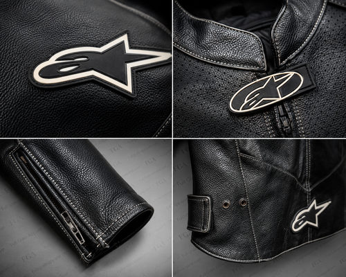 Alpinestars Black Leather Riding Jacket for Men | Full Grain Apparel