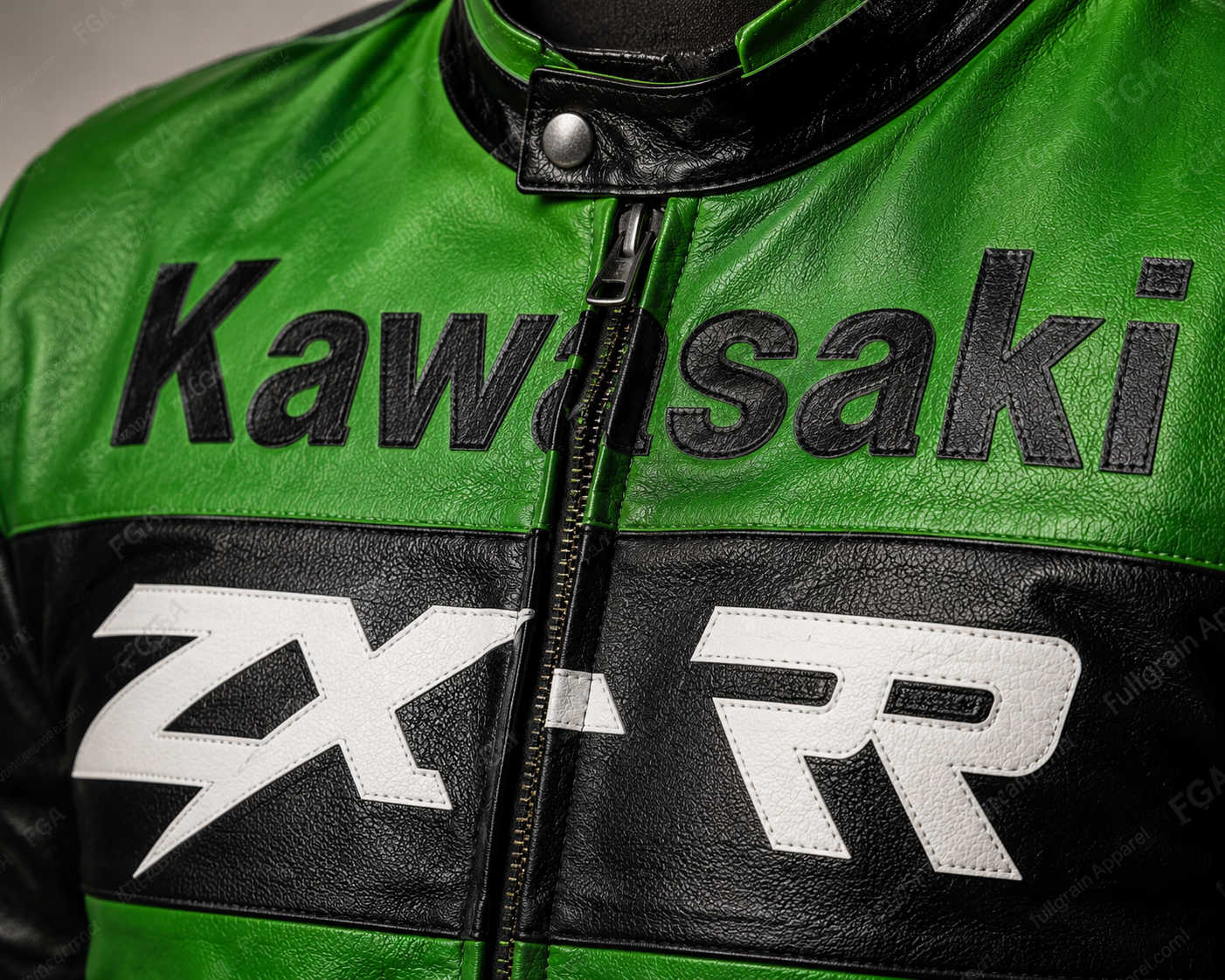 Kawasaki ZX-R Green Leather Racing Jacket for Men | Full Grain Apparel