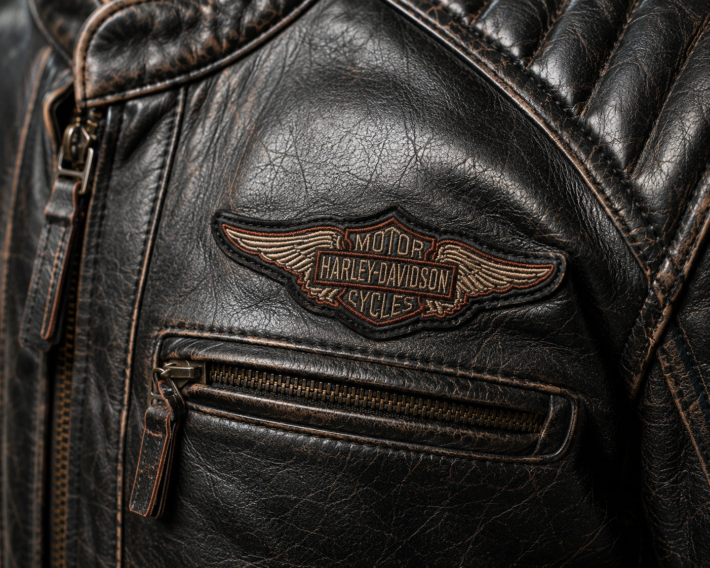 Harley-Davidson Black Biker Leather Jacket for Men | FGA