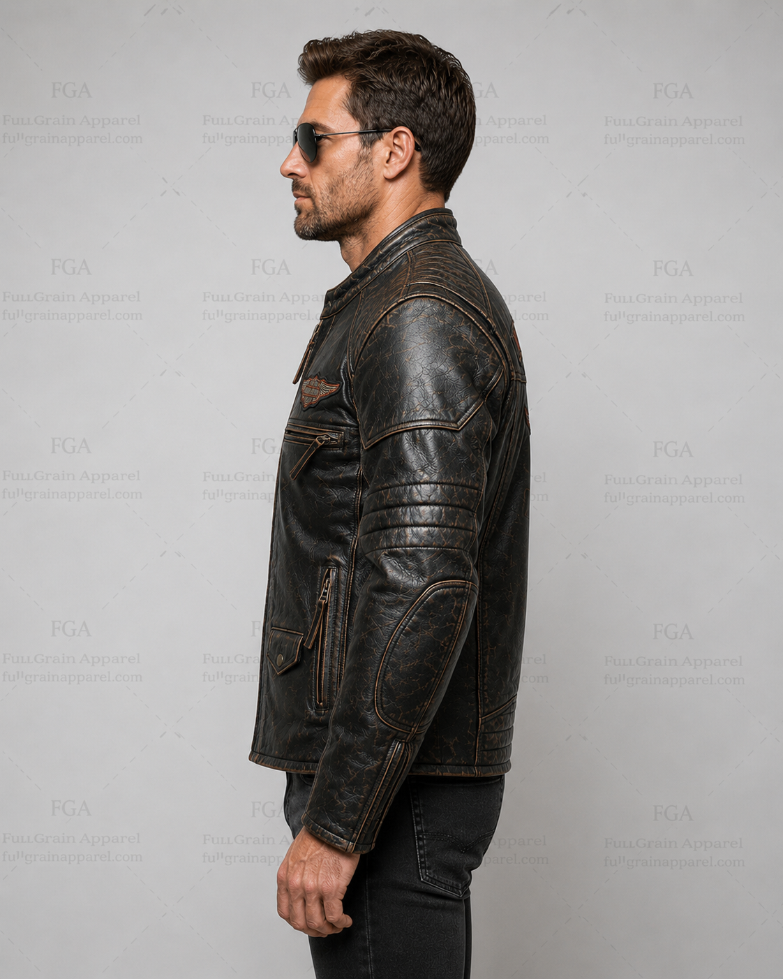 Harley-Davidson Black Biker Leather Jacket for Men | FGA