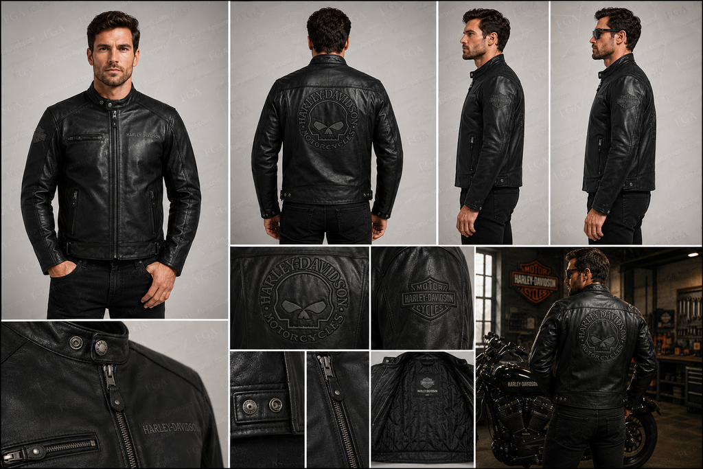 Harley-Davidson Skull Biker Leather Jacket for Men | FGA