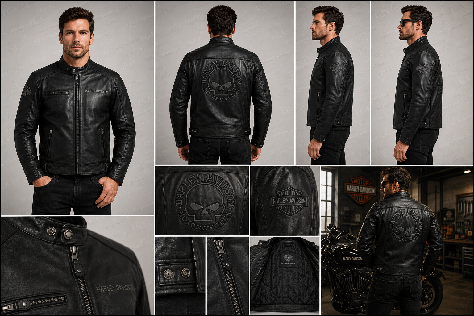 Harley-Davidson Skull Biker Leather Jacket for Men | FGA