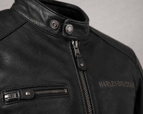 Harley-Davidson Skull Biker Leather Jacket for Men – alternate product view 2
