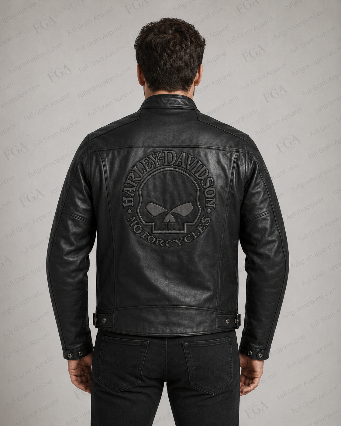Harley-Davidson Skull Biker Leather Jacket for Men | FGA