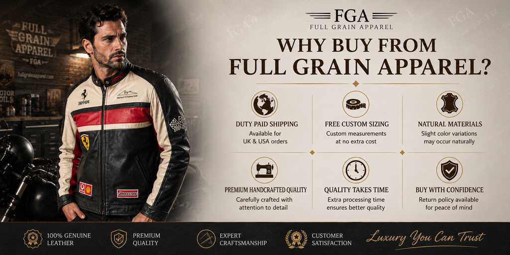 Ferrari Michael Schumacher F1 Leather Jacket for Men | FGA