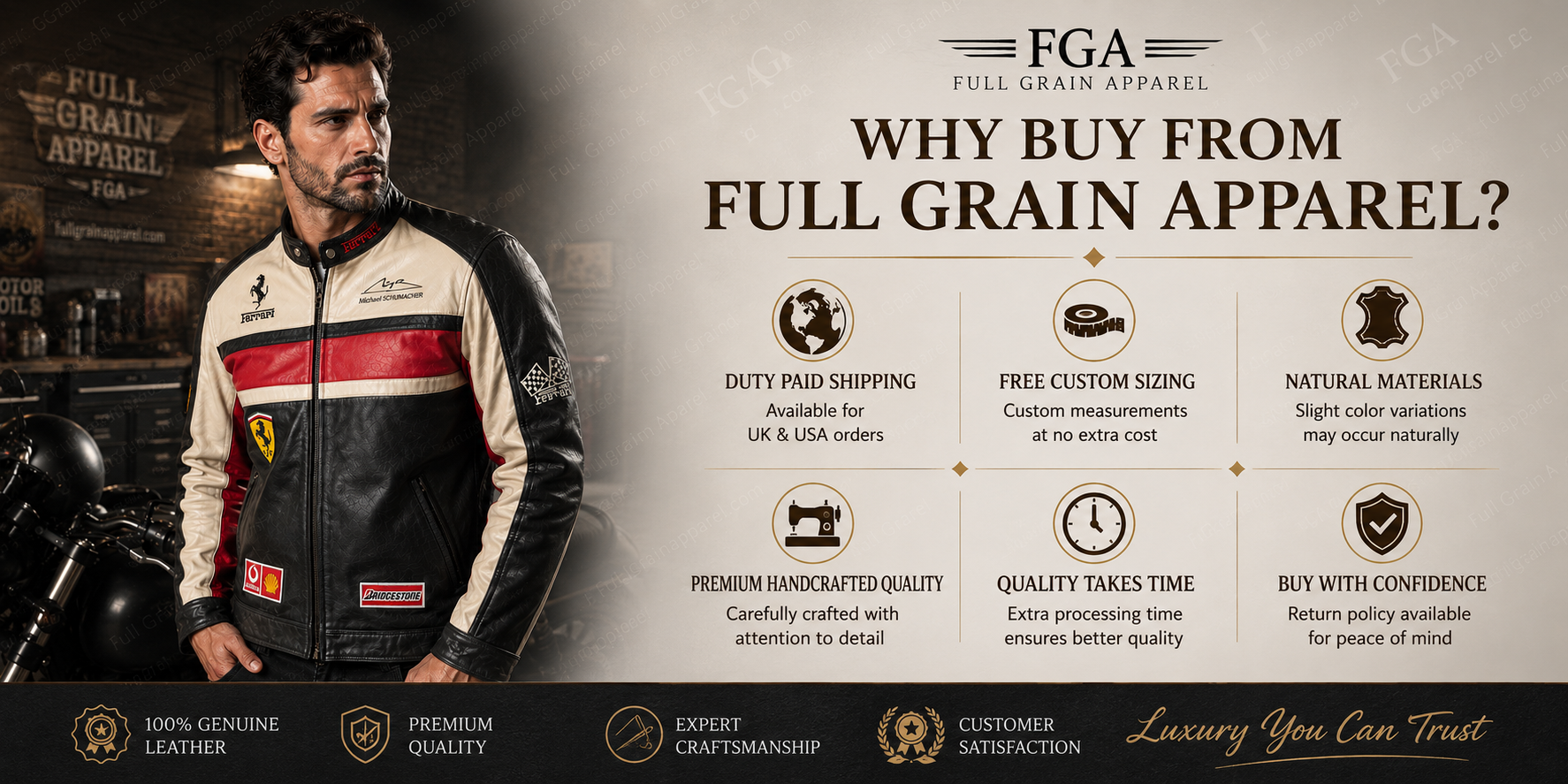 Ferrari Michael Schumacher F1 Leather Jacket for Men | FGA