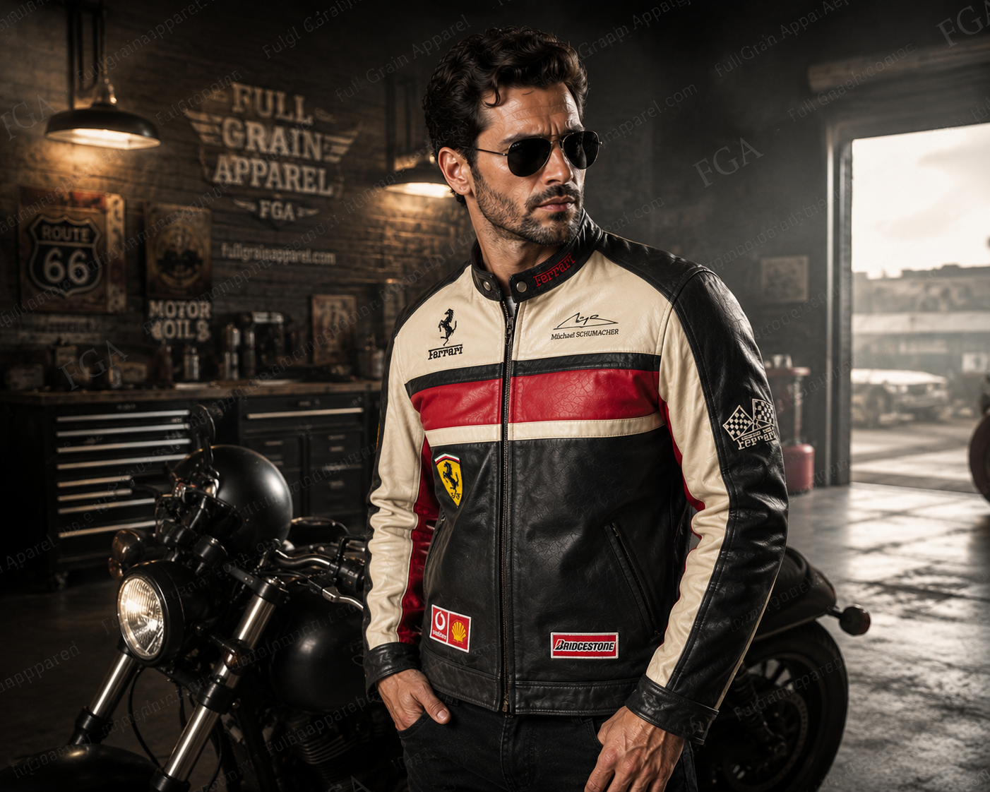 Ferrari Michael Schumacher F1 Leather Jacket for Men | FGA