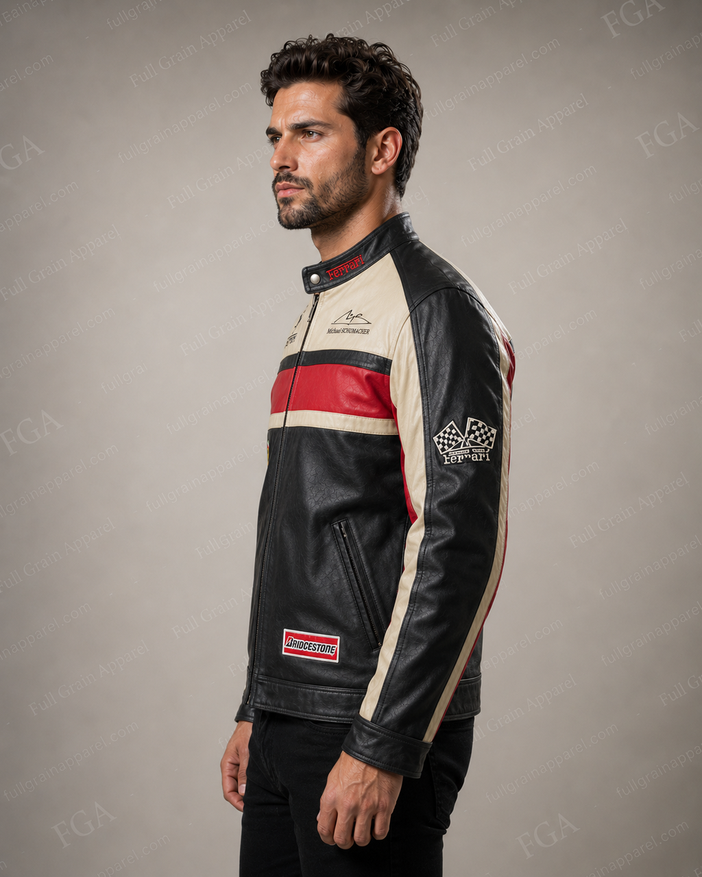 Ferrari Michael Schumacher F1 Leather Jacket for Men | FGA
