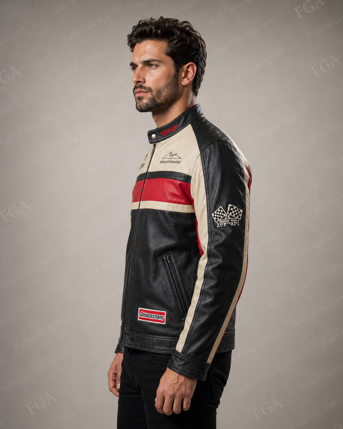Ferrari Michael Schumacher F1 Leather Jacket for Men | FGA