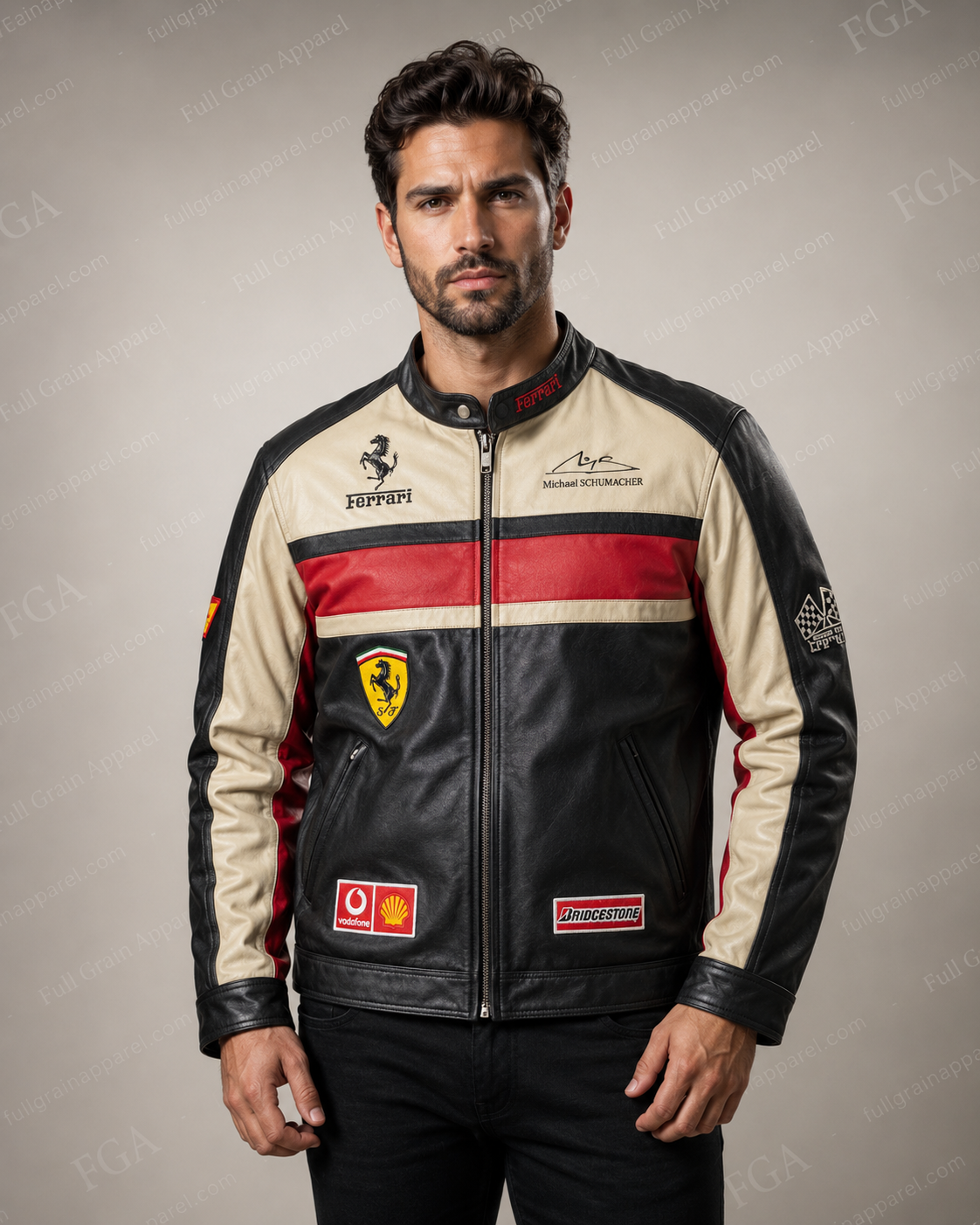 Ferrari Michael Schumacher F1 Leather Jacket for Men | FGA