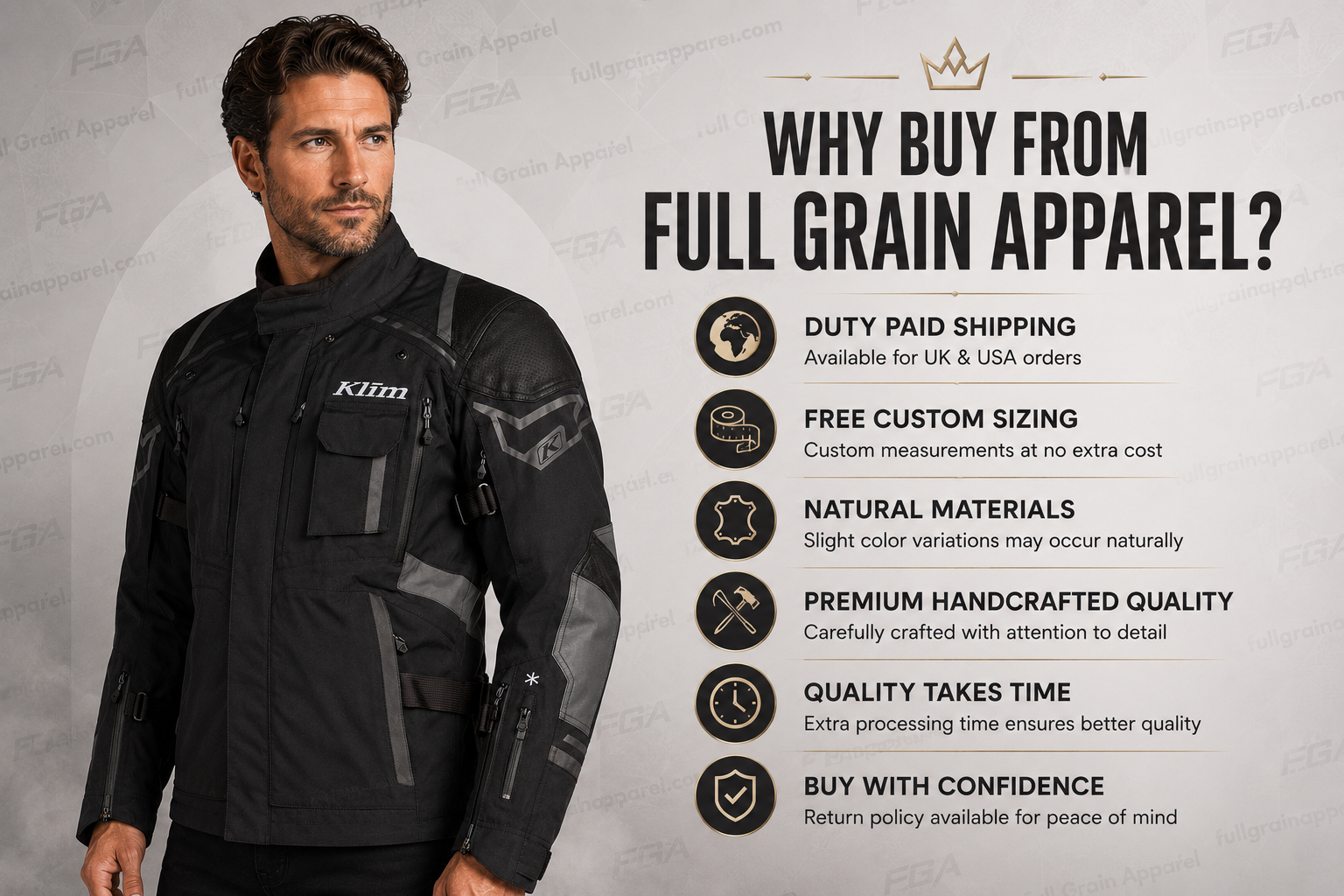 Men’s KLIM Latitude Black Motorcycle Touring Jacket By FGA