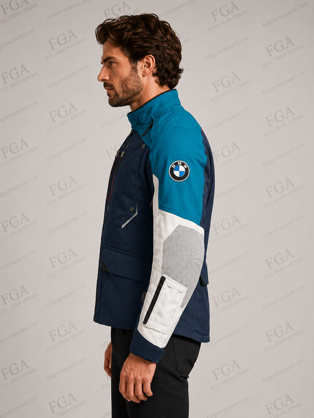 Men’s BMW GS Rallye Blue Adventure Motorcycle Jacket By FGA
