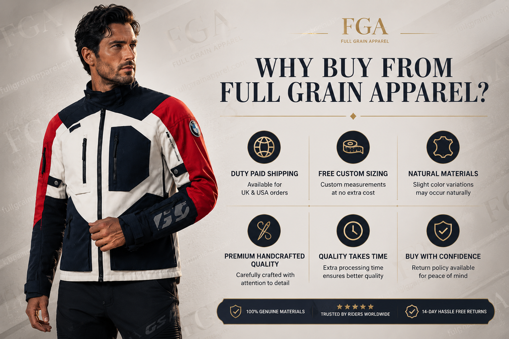 Men’s BMW Motorcycle Riding Jacket – Red White Navy By FGA