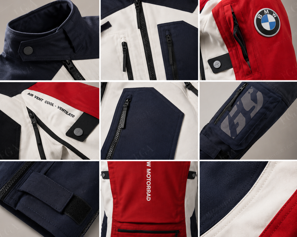 Men’s BMW Motorcycle Riding Jacket – Red White Navy By FGA