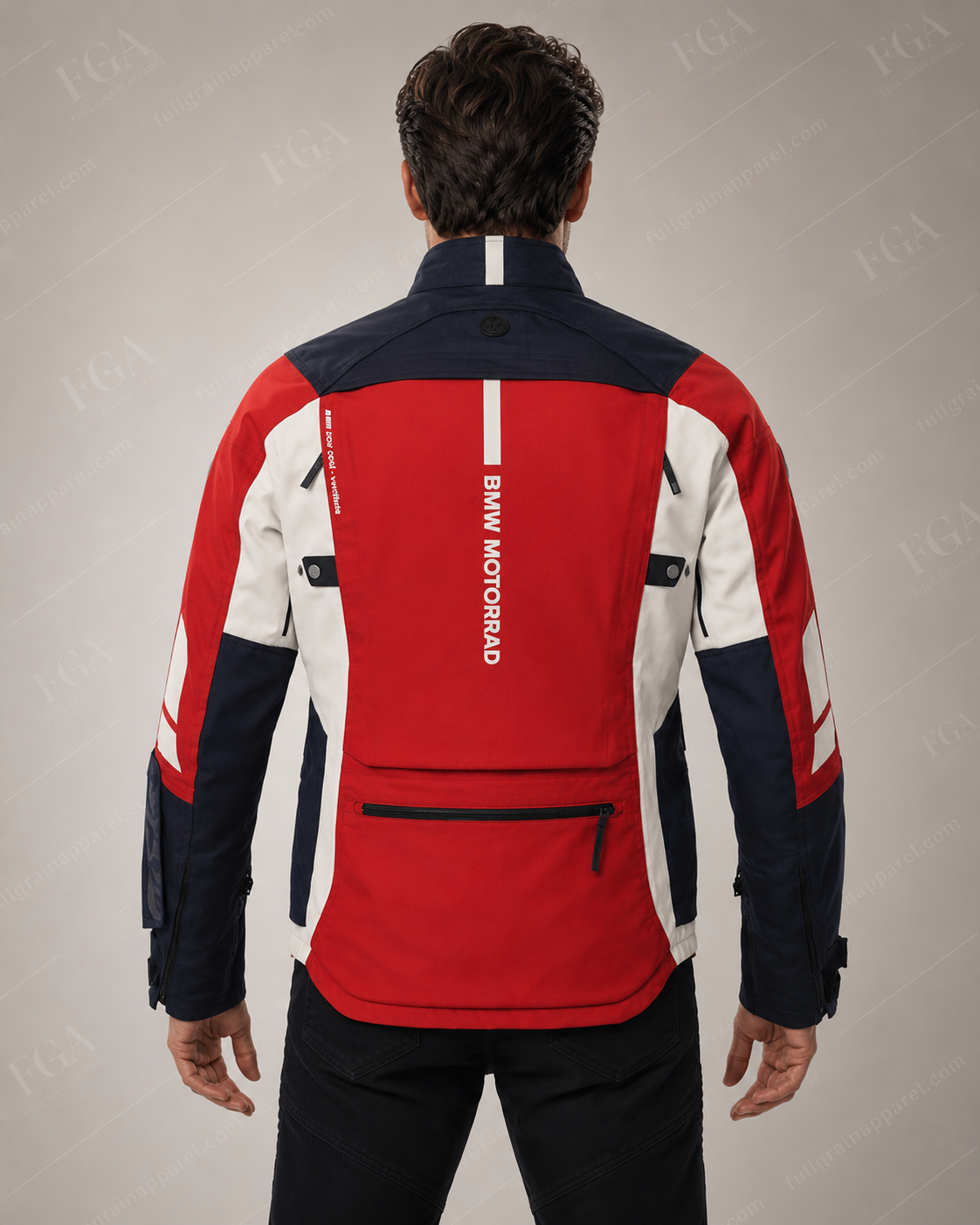 Men’s BMW Motorcycle Riding Jacket – Red White Navy By FGA