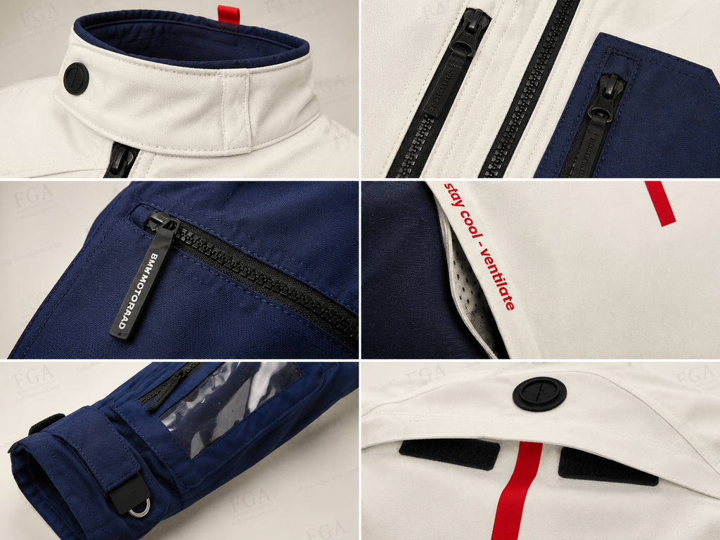 Men’s White BMW Motorcycle Touring Jacket with Armor By FGA