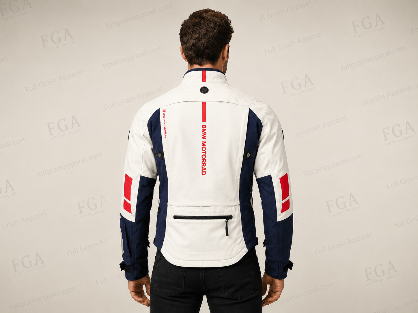 Men’s White BMW Motorcycle Touring Jacket with Armor By FGA
