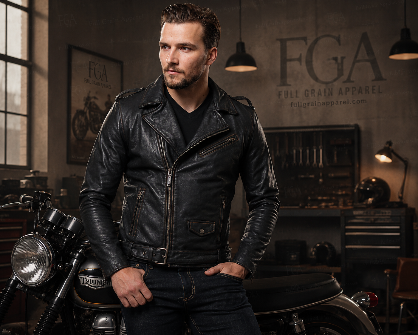 Men's Vintage Black Biker Leather Jacket | Moto | Full Grain Apparel
