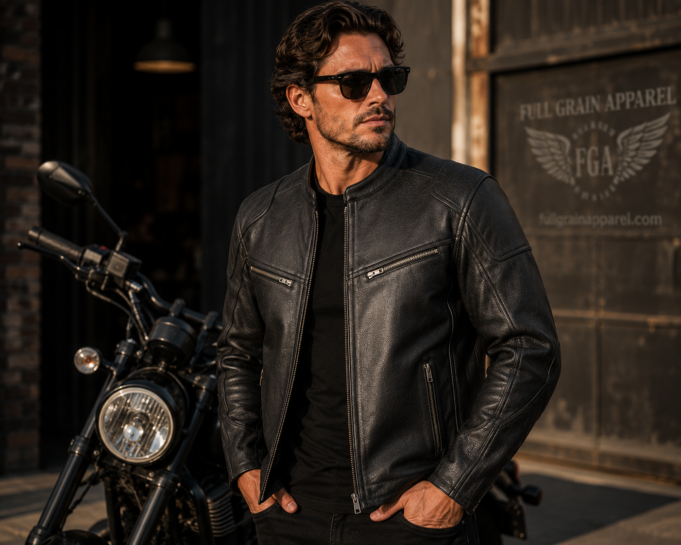 Men's Black Cafe Racer Leather Jacket | Moto Style | Full Grain Apparel