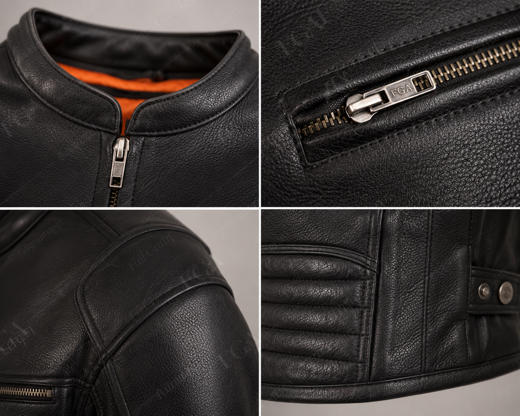 Men's Black Cafe Racer Leather Jacket | Moto Style | Full Grain Apparel