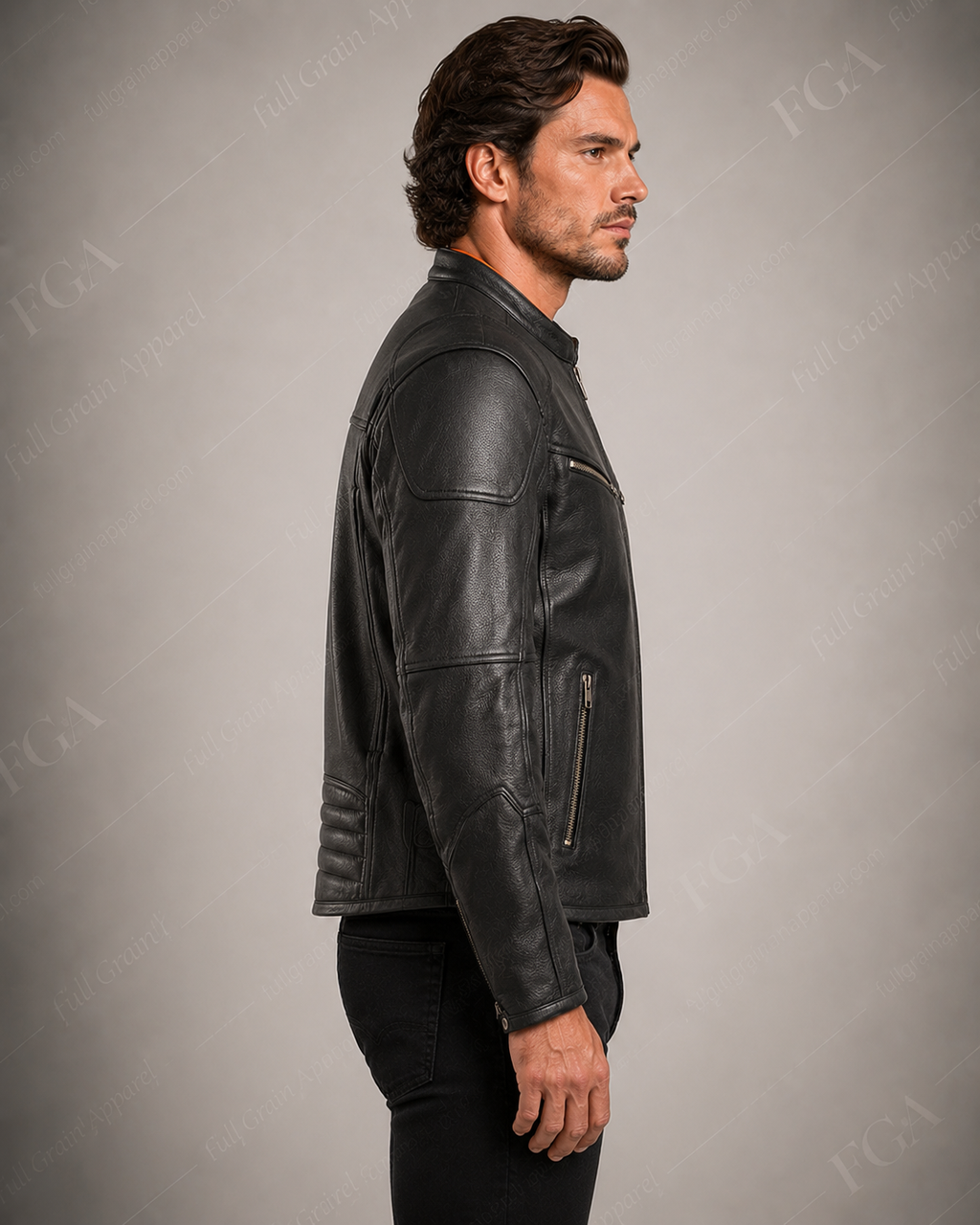 Men's Black Cafe Racer Leather Jacket | Moto Style | Full Grain Apparel