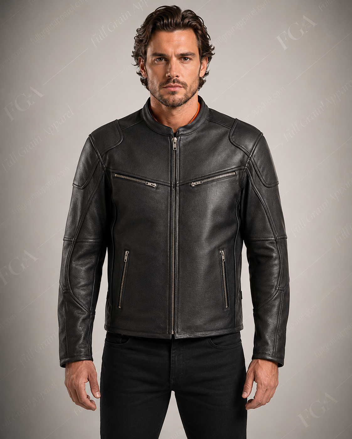 Men's Black Cafe Racer Leather Jacket | Moto Style | Full Grain Apparel