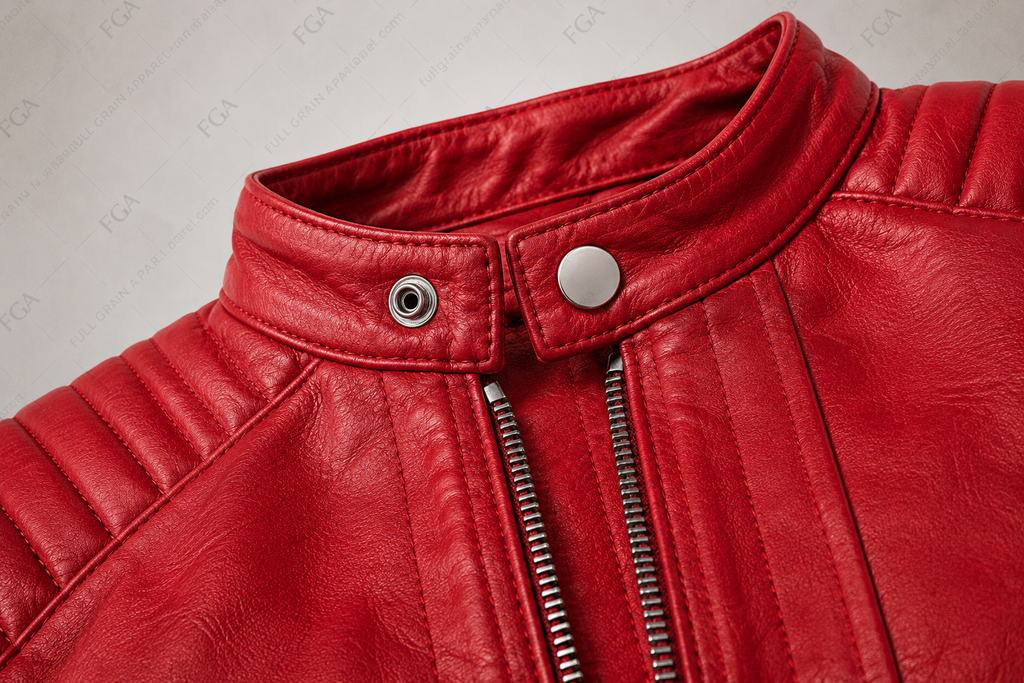 Men's Red Cafe Racer Leather Jacket | Moto Style | Full Grain Apparel