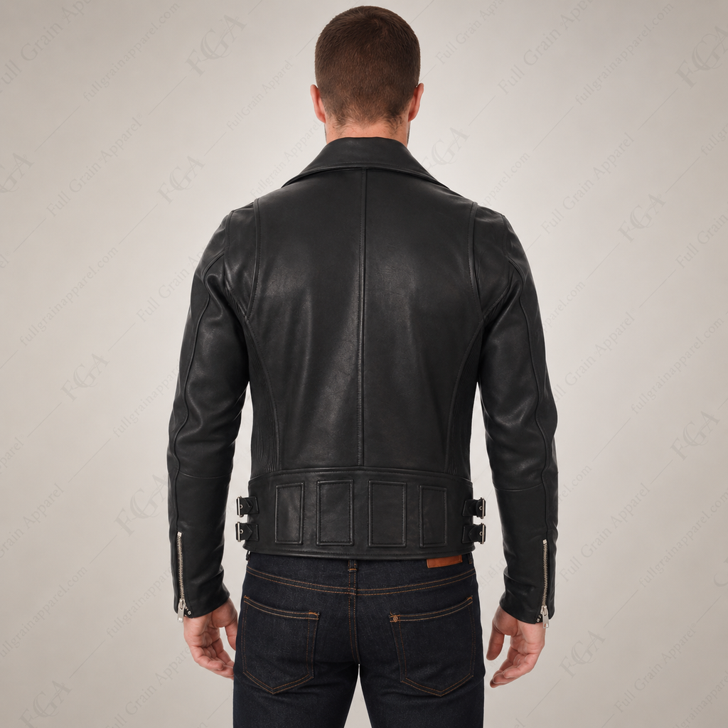 Men's Black Biker Leather Jacket | Asymmetric Moto | Full Grain Apparel