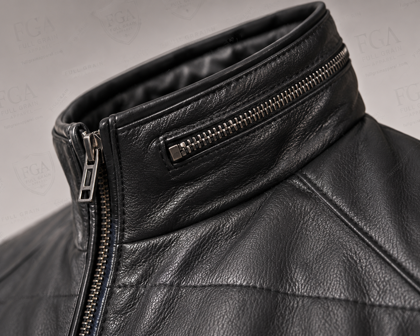 Men's Black Cafe Racer Leather Jacket | Quilted Moto | Full Grain Apparel