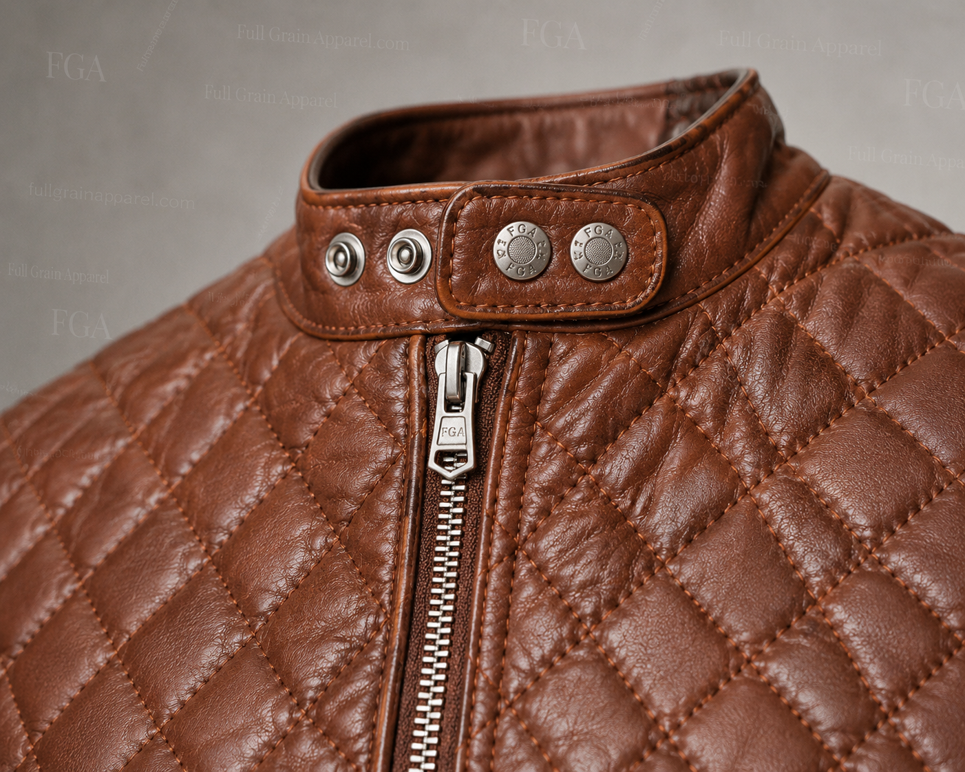 Men's Brown Cafe Racer Leather Jacket | Quilted Moto | Full Grain Apparel