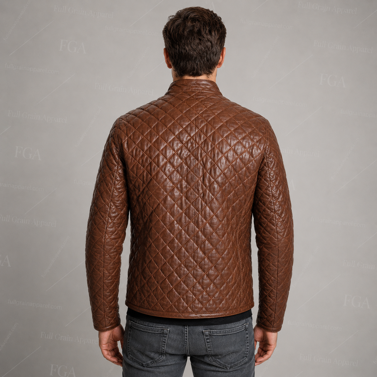 Men's Brown Cafe Racer Leather Jacket | Quilted Moto | Full Grain Apparel